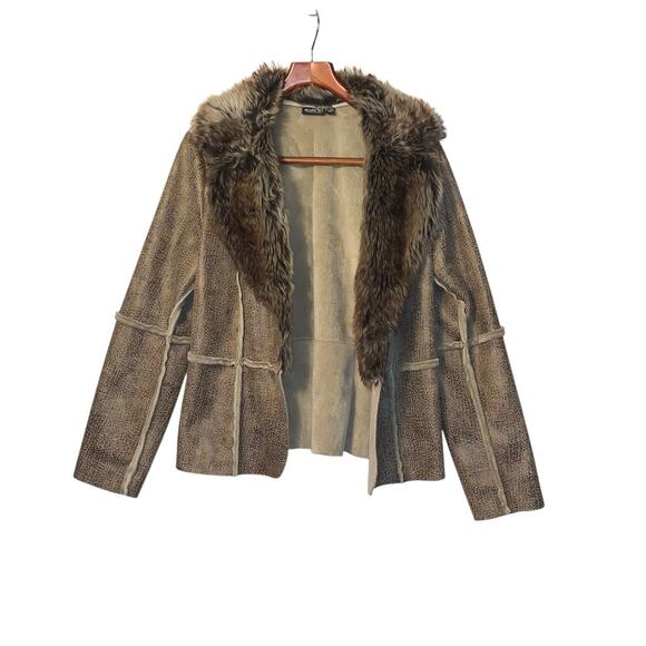 Allen B Faux Fur collared coat sz L - Picture 6 of 10